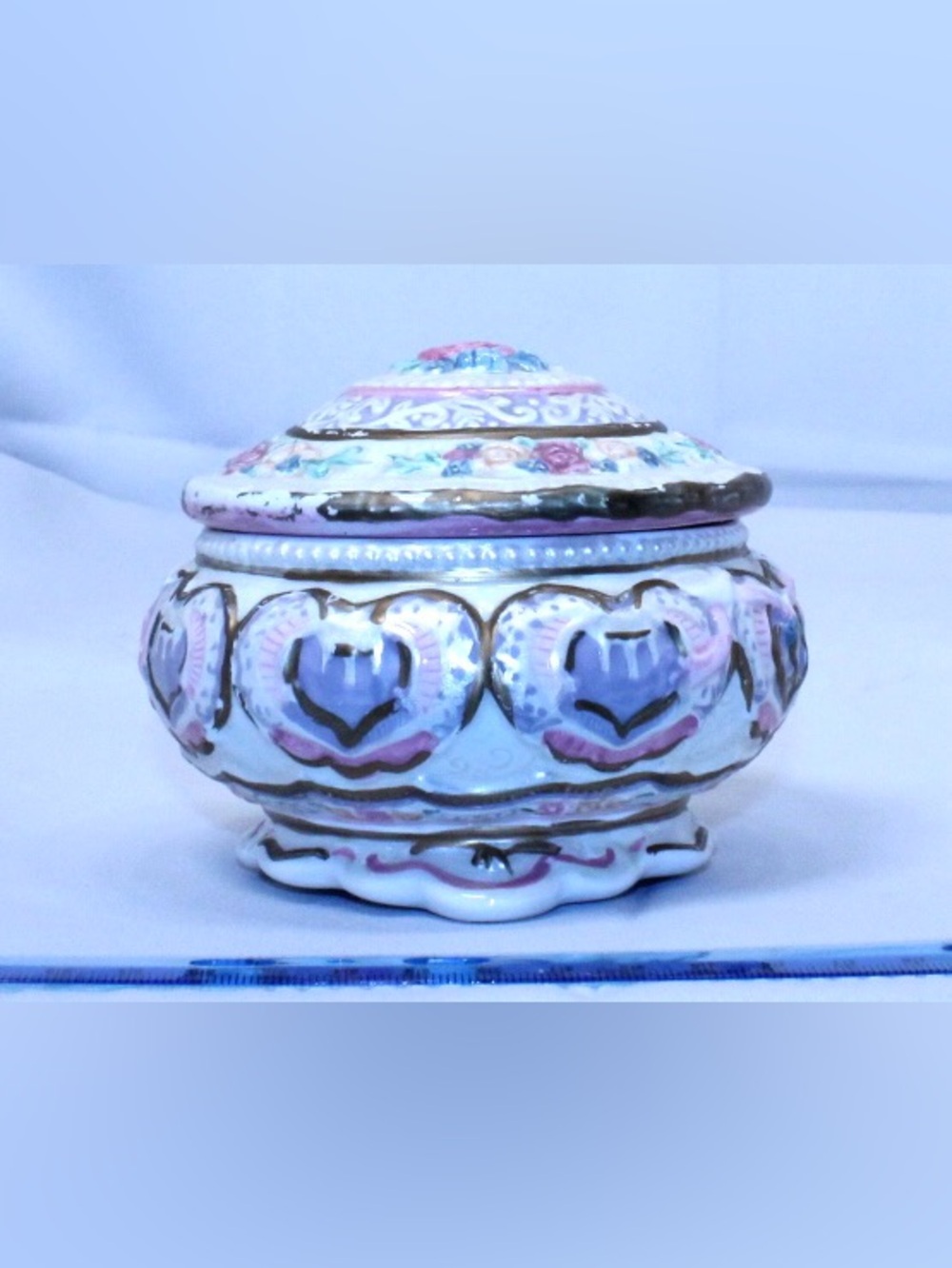 VINTAGE 90s Berkeley Porcelain 3-Footed Musical Trinket Dish Pink Rose Fur Elise